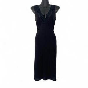Black lace slip maxi dress with V neck
 Nightgown